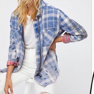 Free people Deconstructed plaid shirt jacket